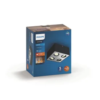 Philips Box fekete LED mennyezeti spotlámpa (PHI-8718696164556) LED 4 izzós IP20