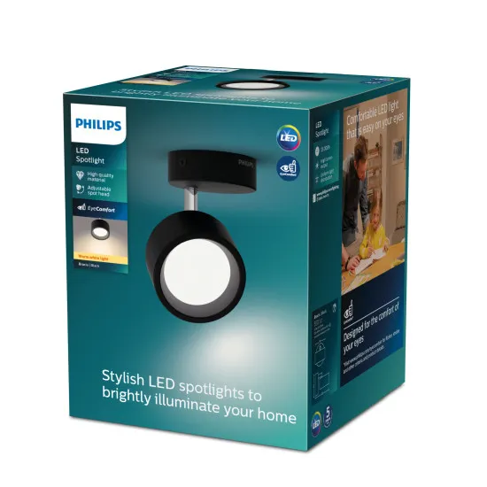 Philips Bracia fekete LED mennyezeti spotlámpa (PHI-8720169174825) LED 1 izzós IP20