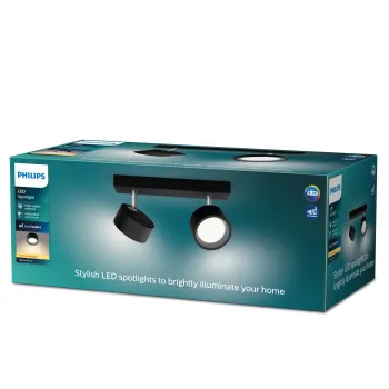 Philips Bracia fekete LED mennyezeti spotlámpa (PHI-8720169174849) LED 2 izzós IP20