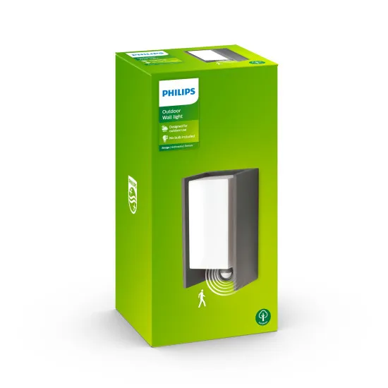 Philips Bridge antracit mozgásérzékelős kültéri fali lámpa (PHI-8719514385429) E27 1 izzós IP44