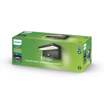Philips Bustan antracit mozgásérzékelős LED kültéri fali lámpa (PHI-8718696161357) LED 1 izzós IP44