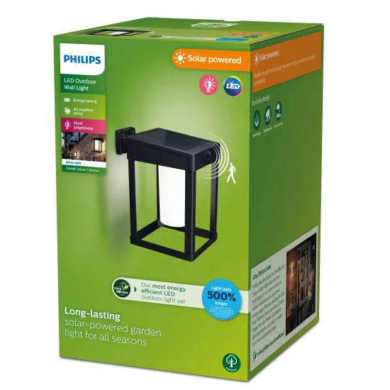 Philips Camill fekete-fehér napelemes LED kültéri falikar (PHI-8720169263871) LED 1 izzós IP44