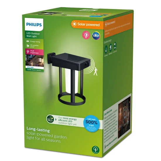 Philips Camill fekete-fehér napelemes LED kültéri falikar (PHI-8720169263895) LED 1 izzós IP44
