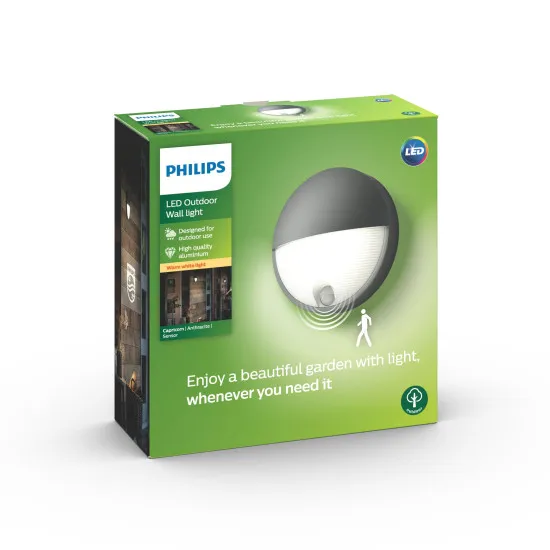 Philips Capricorn antracit mozgásérzékelős LED kültéri fali lámpa (PHI-8718696131169) LED 1 izzós IP44