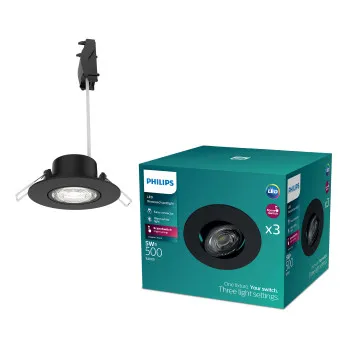 Philips Cilantro 3-pack fekete LED mennyezetbe építhető lámpa szett (PHI-8721103038050) LED 3 izzós IP20