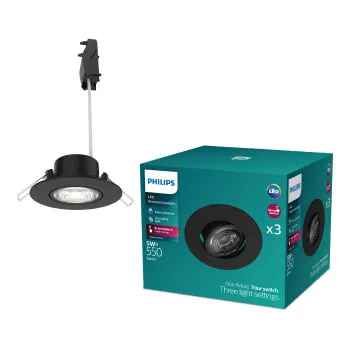 Philips Cilantro 3-pack fekete LED mennyezetbe építhető lámpa szett (PHI-8721103038074) LED 3 izzós IP20