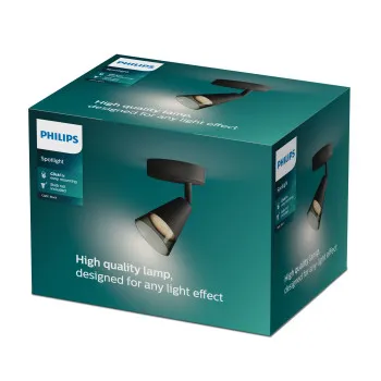 Philips Cleft fekete mennyezeti spotlámpa (PHI-8720169299979) GU10 1 izzós IP20