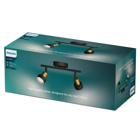 Philips Conduit fekete mennyezeti spotlámpa (PHI-8720169299894) GU10 2 izzós IP20