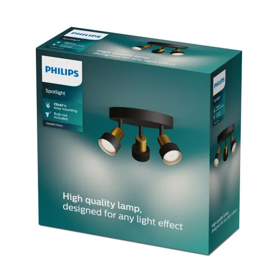 Philips Conduit fekete mennyezeti spotlámpa (PHI-8720169299955) GU10 3 izzós IP20