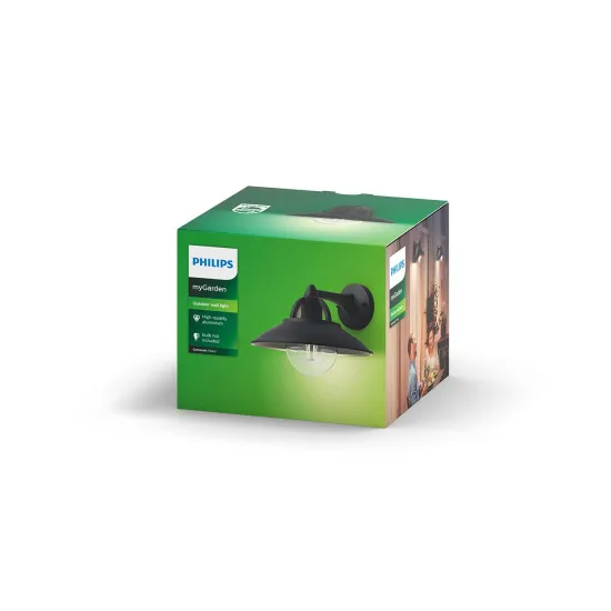 Philips Cormorant fekete kültéri falikar (PHI-8718696165836) E27 1 izzós IP44