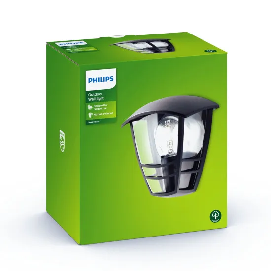 Philips Creek fekete kültéri fali lámpa (PHI-8718291443520) E27 1 izzós IP44