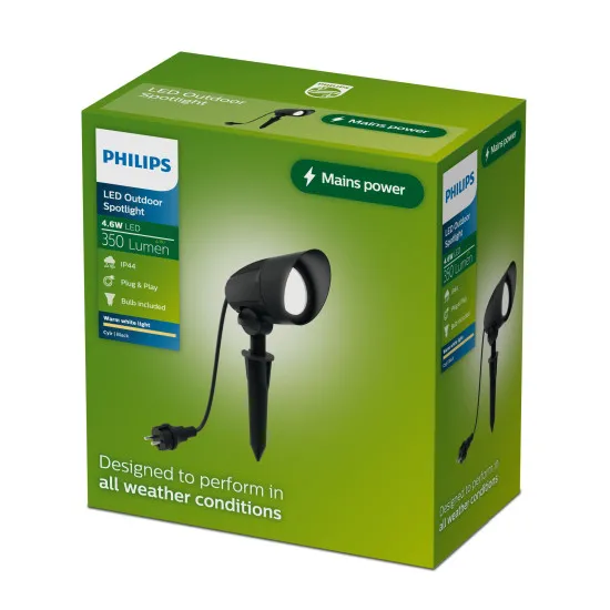 Philips Cylr fekete kültéri leszúrható lámpa (PHI-8721103104991) GU10 1 izzós IP44