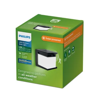 Philips Diara fekete napelemes LED kültéri fali lámpa (PHI-8721103105530) LED 1 izzós IP44
