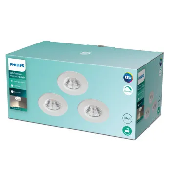 Philips Dive 3-pack fehér fürdőszobai LED mennyezetbe építhető lámpa szett (PHI-8718699756048) LED 3 izzós IP20/65