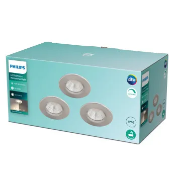 Philips Dive 3-pack nikkel fürdőszobai LED mennyezetbe építhető lámpa szett (PHI-8718699756079) LED 3 izzós IP20/65