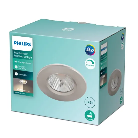 Philips Dive nikkel fürdőszobai LED mennyezetbe építhető lámpa (PHI-8718699755744) LED 1 izzós IP20/65