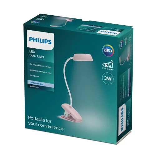 Philips Donutclip rózsaszín újratölthető LED csiptetős lámpa (PHI-8719514396876) LED 1 izzós IP20