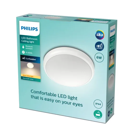 Philips Doris fehér fürdőszobai LED mennyezeti lámpa (PHI-8718699758783) LED 1 izzós IP44