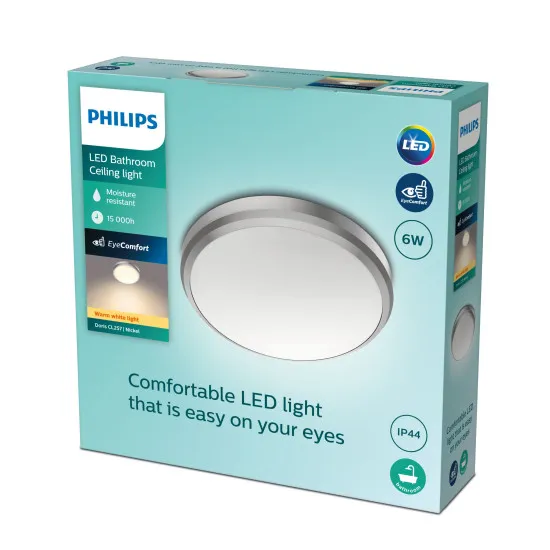 Philips Doris nikkel fürdőszobai LED mennyezeti lámpa (PHI-8718699758820) LED 1 izzós IP44