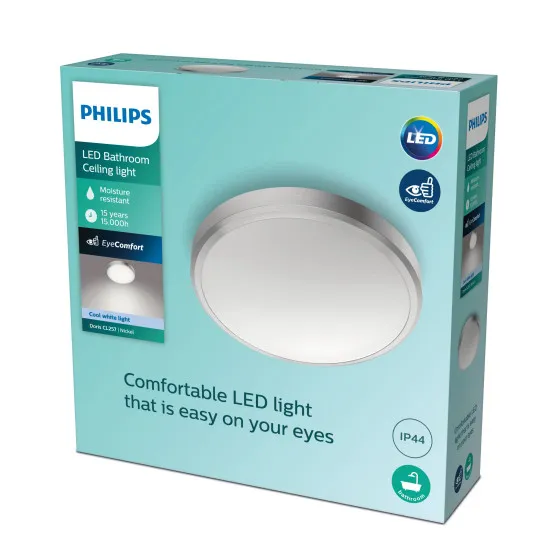 Philips Doris nikkel fürdőszobai LED mennyezeti lámpa (PHI-8718699758943) LED 1 izzós IP44
