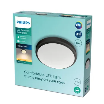 Philips Doris fekete fürdőszobai LED mennyezeti lámpa (PHI-8719514326583) LED 1 izzós IP44