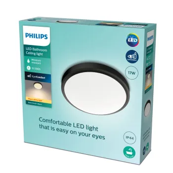 Philips Doris fekete fürdőszobai LED mennyezeti lámpa (PHI-8719514326606) LED 1 izzós IP44