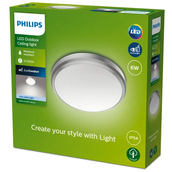 Philips Doris nikkel LED kültéri mennyezeti lámpa (PHI-8719514417854) LED 1 izzós IP54