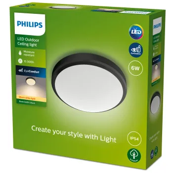 Philips Doris fekete LED kültéri mennyezeti lámpa (PHI-8719514417878) LED 1 izzós IP54