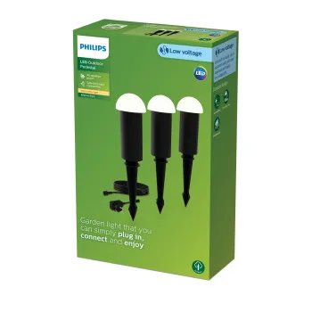 Philips Edwina 3-pack fekete LED kültéri leszúrható lámpa szett (PHI-8720169386990) LED 3 izzós IP44