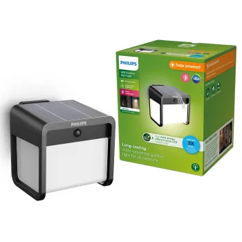 Philips Ezra fekete napelemes LED kültéri fali lámpa (PHI-8720169362062) LED 1 izzós IP44