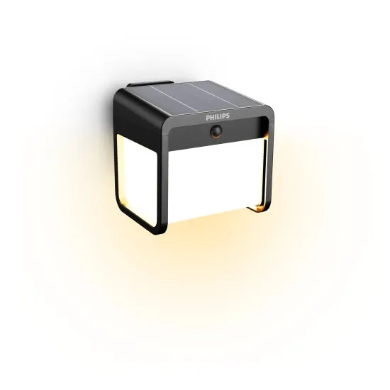 Philips Ezra fekete napelemes LED kültéri fali lámpa (PHI-8720169362062) LED 1 izzós IP44