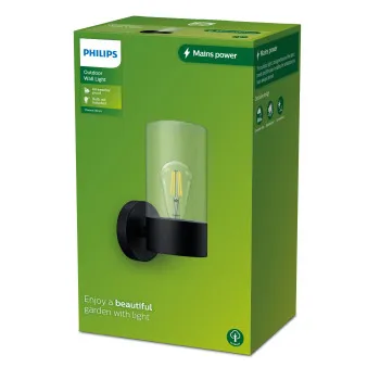 Philips Flareon fekete kültéri fali lámpa (PHI-8720169266537) E27 1 izzós IP44