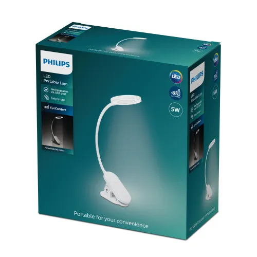 Philips Forys fehér újratölthető LED csiptetős lámpa (PHI-8720169194397) LED 1 izzós IP20