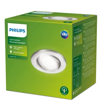 Philips Fresco ezüst kültéri mennyezetbe építhető lámpa (PHI-8718291502876) GU10 1 izzós IP23