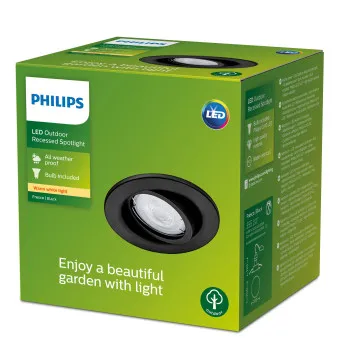 Philips Fresco fekete kültéri mennyezetbe építhető lámpa (PHI-8720169266858) GU10 1 izzós IP23