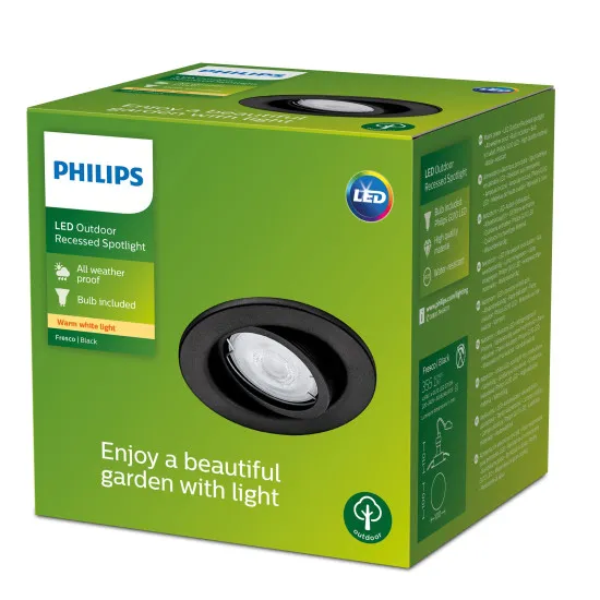 Philips Fresco fekete kültéri mennyezetbe építhető lámpa (PHI-8720169266858) GU10 1 izzós IP23