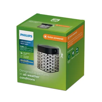 Philips Hara fekete napelemes LED kültéri fali lámpa (PHI-8721103105578) LED 1 izzós IP44
