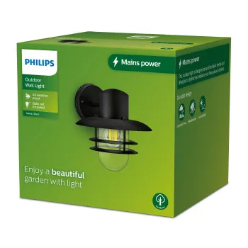 Philips Inyma fekete kültéri falikar (PHI-8720169266476) E27 1 izzós IP44