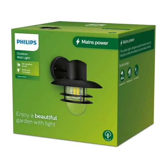 Philips Inyma fekete kültéri falikar (PHI-8720169266476) E27 1 izzós IP44