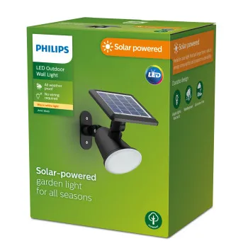 Philips Jivix fekete napelemes LED kültéri falikar (PHI-8720169265523) LED 1 izzós IP44