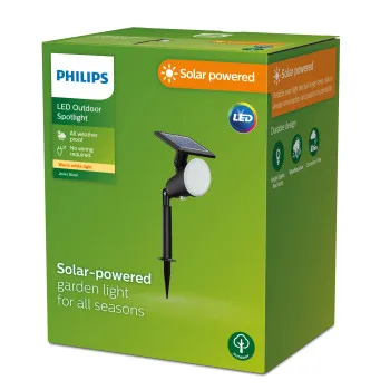 Philips Jivix fekete napelemes LED kültéri leszúrható lámpa (PHI-8720169269132) LED 1 izzós IP44