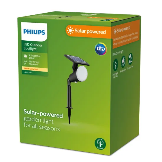 Philips Jivix fekete napelemes LED kültéri leszúrható lámpa (PHI-8720169269132) LED 1 izzós IP44