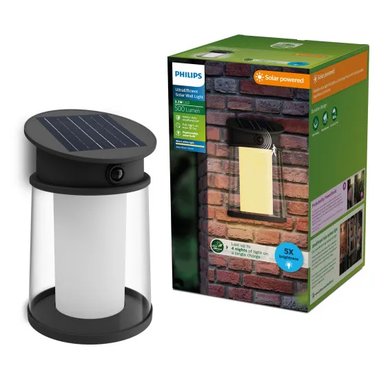 Philips Juda fekete napelemes LED kültéri fali lámpa (PHI-8720169361942) LED 1 izzós IP44