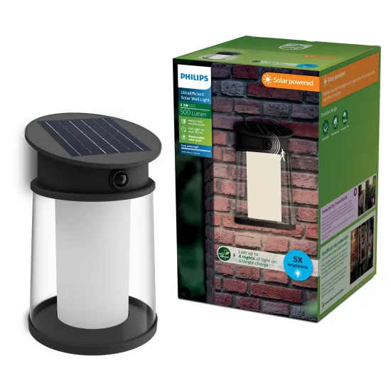 Philips Juda fekete napelemes LED kültéri fali lámpa (PHI-8720169361966) LED 1 izzós IP44