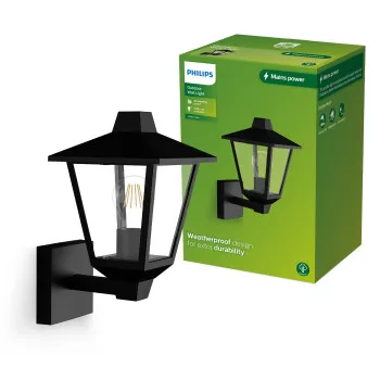 Philips Kinno fekete kültéri falikar (PHI-8720169351394) E27 1 izzós IP44