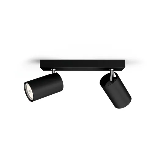 Philips Kosipo fekete mennyezeti spotlámpa (PHI-8718696164907) GU10 2 izzós IP20