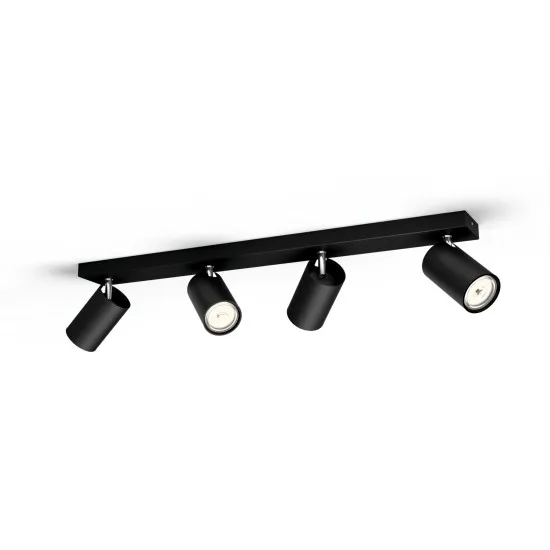 Philips Kosipo fekete mennyezeti spotlámpa (PHI-8718696164945) GU10 4 izzós IP20