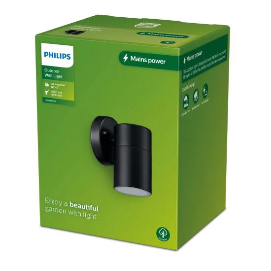 Philips Kylis fekete kültéri falikar (PHI-8720169266551) GU10 1 izzós IP44