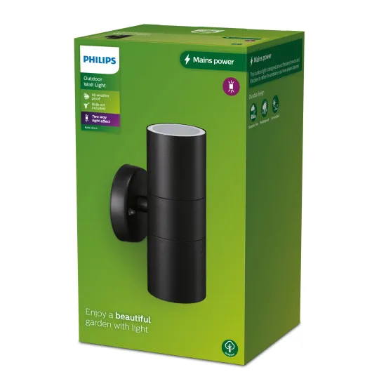 Philips Kylis fekete kültéri falikar (PHI-8720169266575) GU10 1 izzós IP44