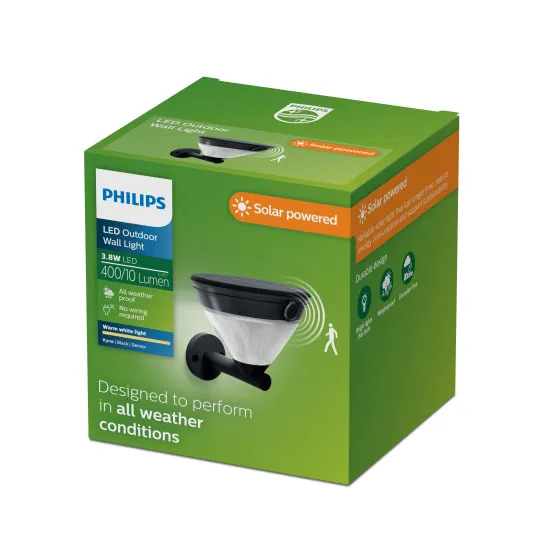 Philips Kyna fekete napelemes LED kültéri falikar (PHI-8721103105592) LED 1 izzós IP44
